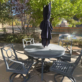 PATIO TABLE 4 CHAIRS & UMBRELLA