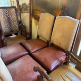 LEATHER FABRIC DINING CHAIRS SET 4