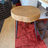 LOG END TABLE IRON LEGS
