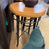 STONE TOP END TABLE IRON BASE