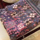 RUG KILIM BURGANDY BLUE BLACK 6.8X9.9