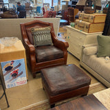 LEATHER CHAIR W OTTOMAN